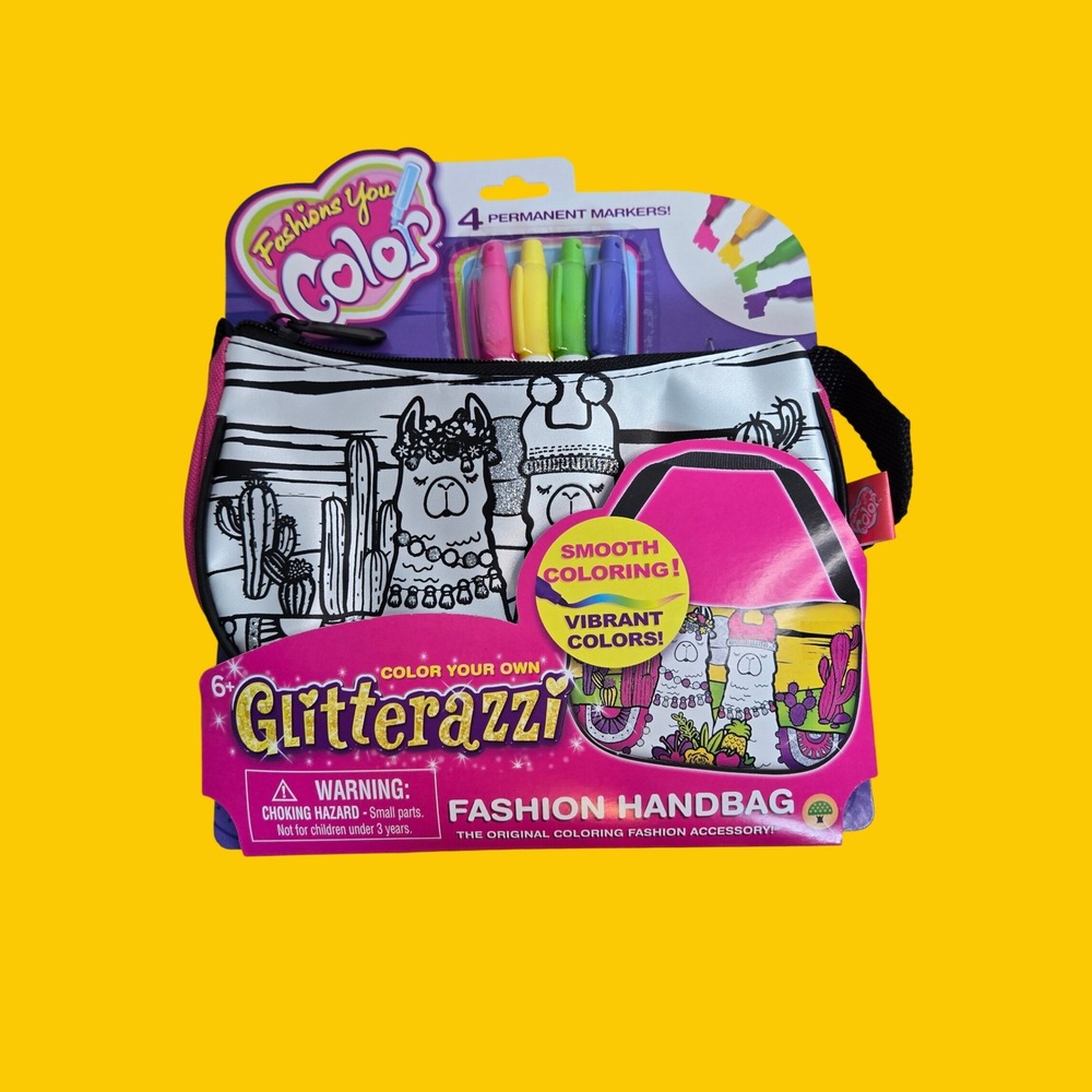 Fashions You Color Glitterazzi Llama Fashion Handbag DIY Craft Kit with Markers